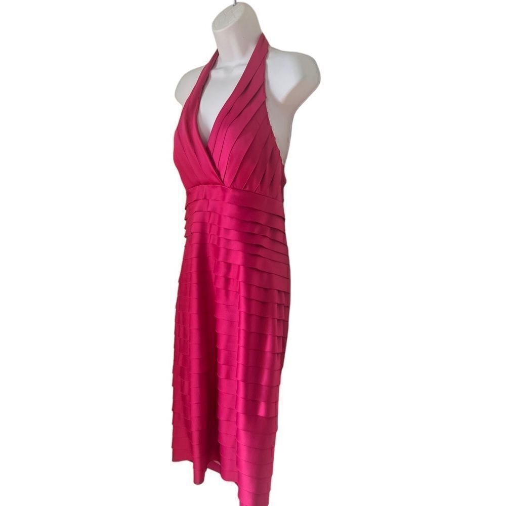 JS Collection Women's Pink Halter Matching Shawl Cocktail Short Tiered Dress 10